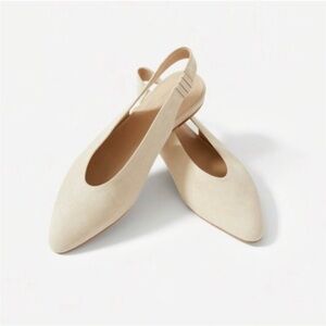 Everlane The V Slingback Flat in Cream Suede Sz 8